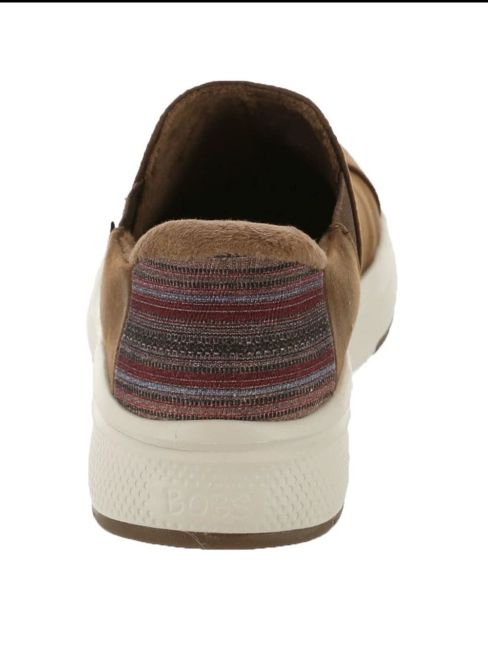 Skechers Tan Slip-On Loafer with Multicolor Striped Heel Panel - Picture 3 of 12